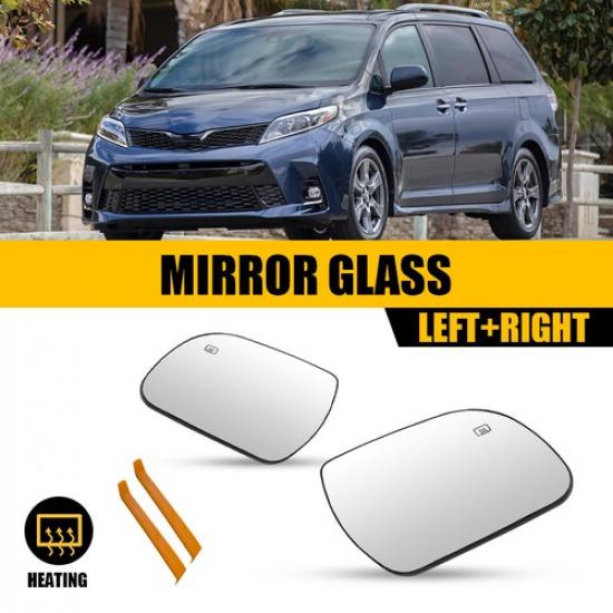 Left/Right Side Heated Mirror Glass Clear Replacement For Toyota Sienna 2011-19