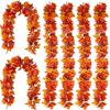 170CM Fall Maple Leaf Garland Indoor Outdoor Hanging Artificial Leaves Plants Vine Rattan Halloween Autumn Mantle Fireplace Porch Decoration