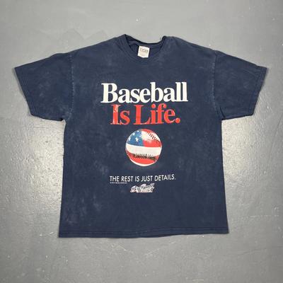 Винтажная футболка Y2K Baseball Is Life XL Синяя С большим мячом Спортивная Повседневная VTG Спорт