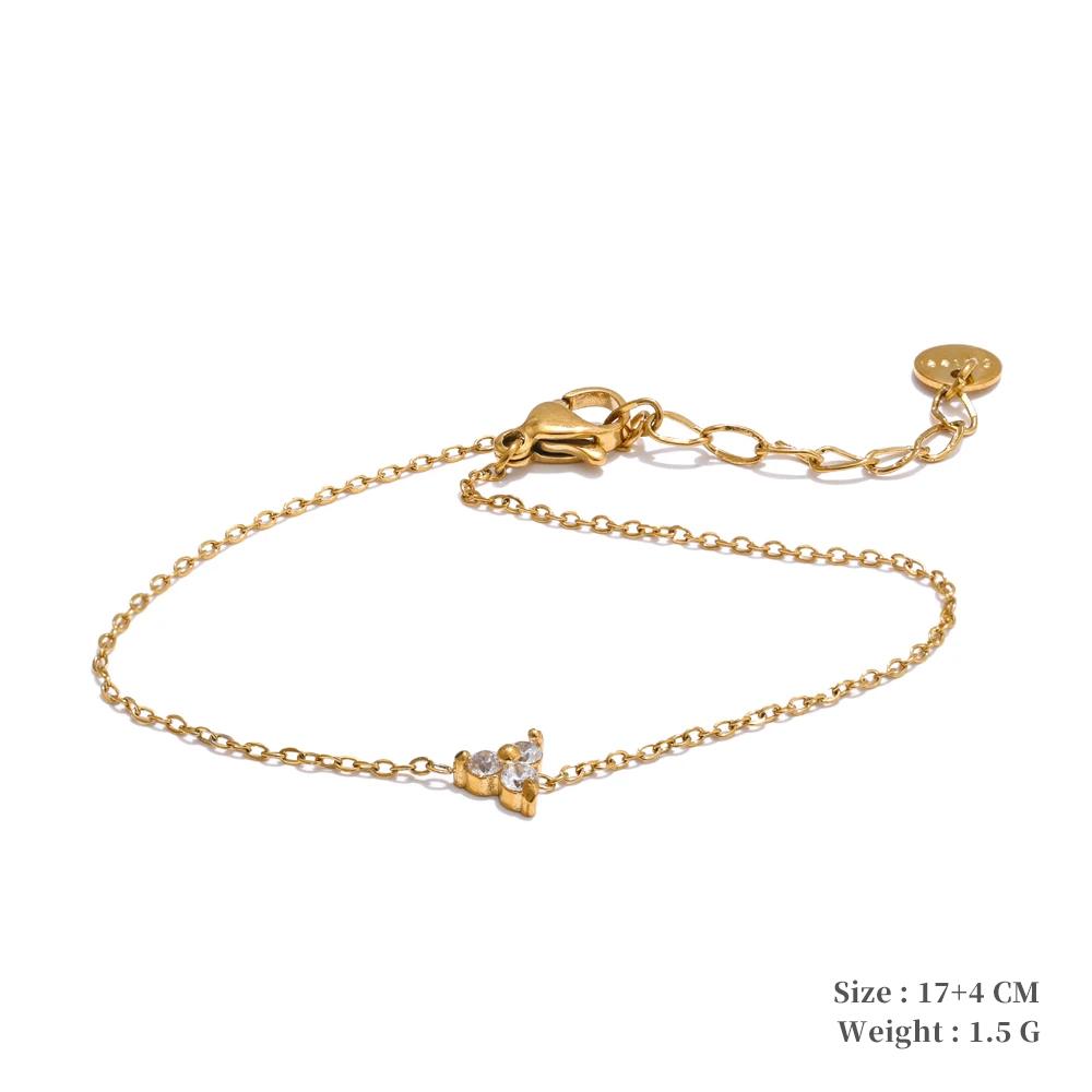 Yhpup High-Grade Shiny Zirconia Flower Chain Bracelet Bangle Necklace Earrings Gold & Platinum PVD Plated Premium Jewelry Gift