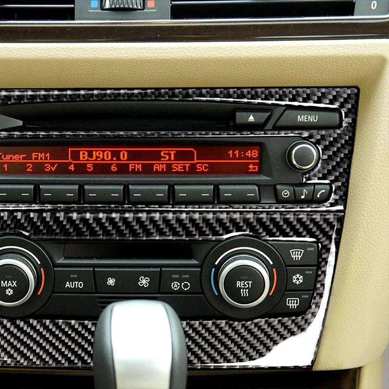 Для BMW E90 E92 E93 3 серии 2005-2012 2 шт. аксессуары для интерьера из настоящего углеродного волокна, центральная консоль автомобиля, CD, крышка панели переменного тока