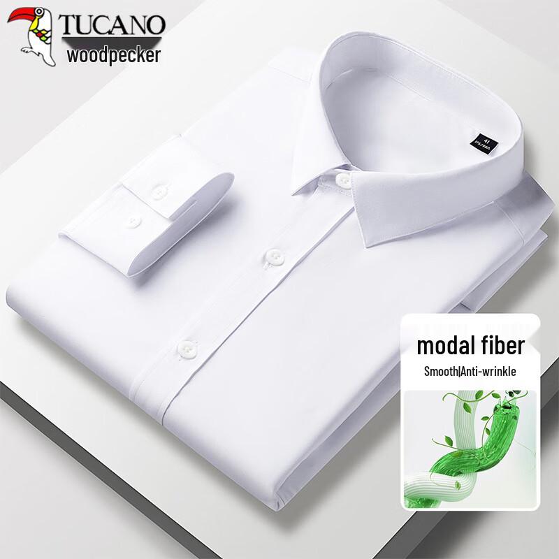 Tucano Мужская однотонная рубашка в стиле business casual из смесового модала