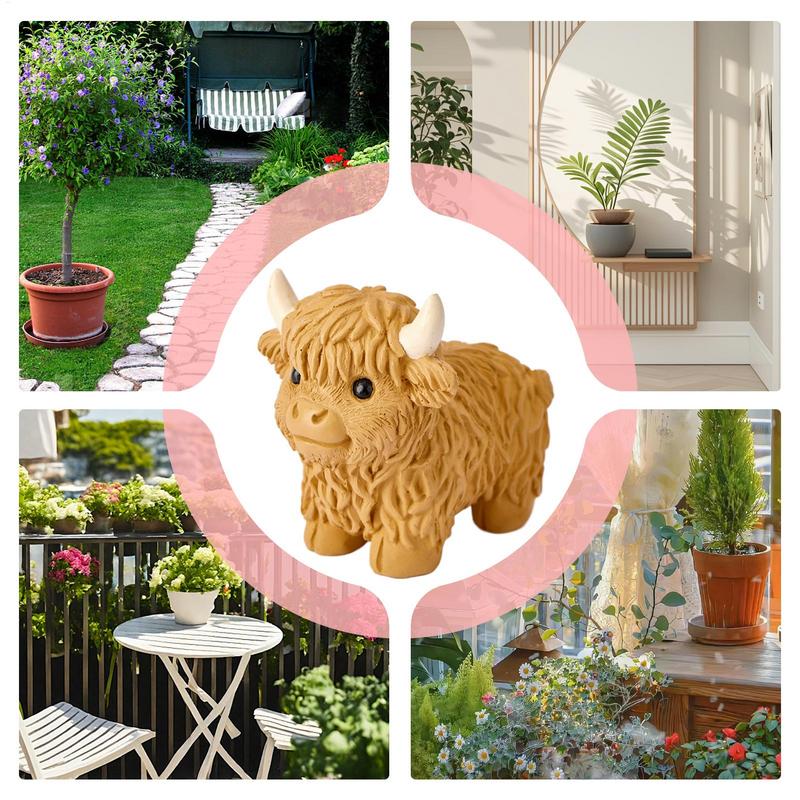 Статуэтка шотландской коровы, фермерская скульптура животного, украшения, милая фигурка, настольное полимерное животное, ландшафтное украшение для дома