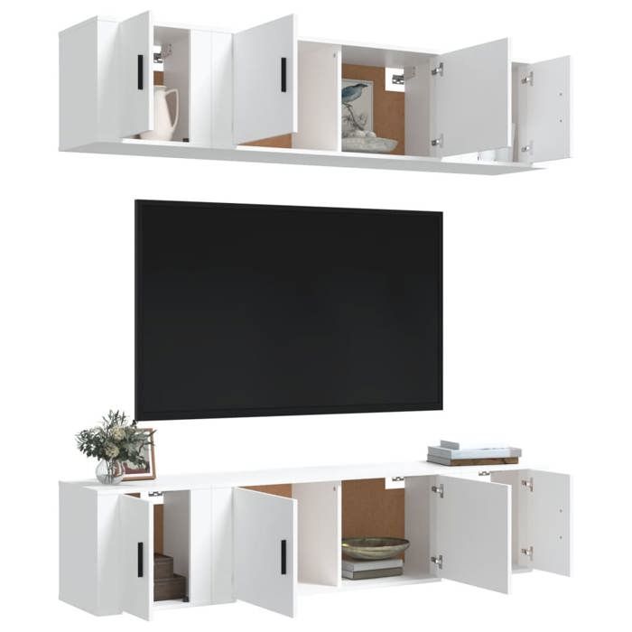 Meuble TV - Maison Exclusive - Ensemble 6 pcs - Blanc - Bois d'ingénierie