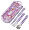 Skater Bento Chopsticks Trio Set Featuring Sanrio and Fancy Snacks for Girls Children's (Chopsticks, Spoon, Fork, 16.5cm) Kuromi, & Sweets, (TACC2-A)