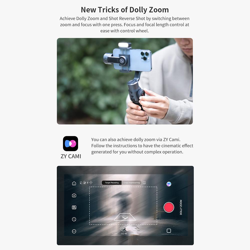 ZHIYUN Smooth 5 Ручной 3-осевой стабилизатор для смартфона Dolly Zoom Интеллектуальное отслеживание Timelapse