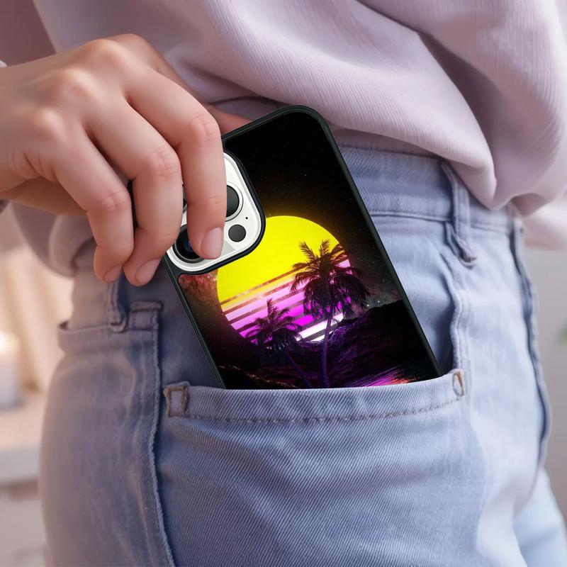 Синтвейв 80-х Ретро Неоновый вэйпорвейв Чехол для телефона Для iPhone 17 Air 15 16e 14 13 Pro Max Coque 12 11 Pro Max PLUS чехол