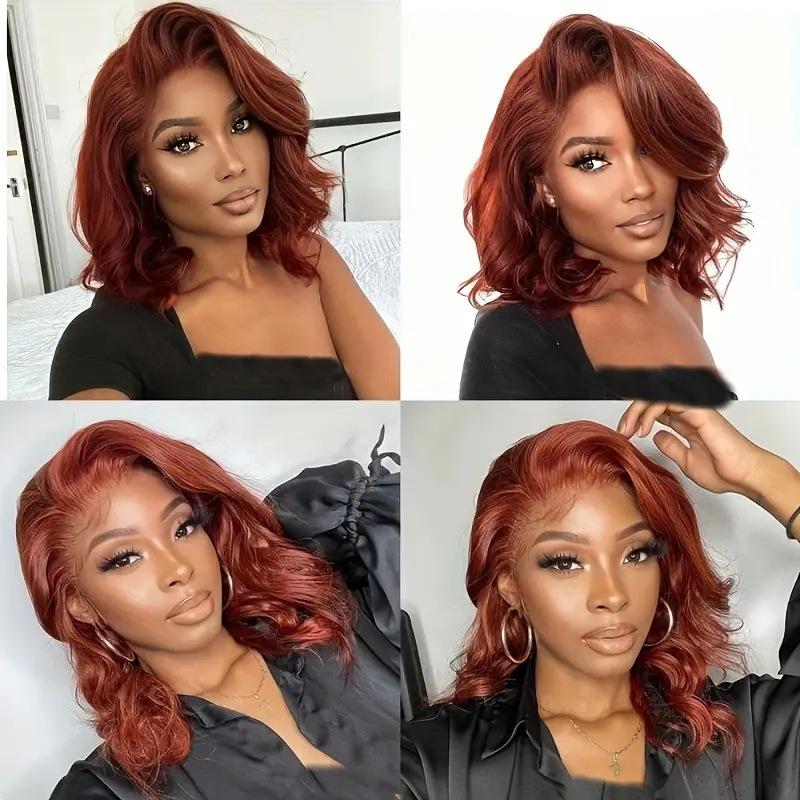 Hot-selling front lace wig, women's short curly hair explosive head, fluffy natural universal full head cover