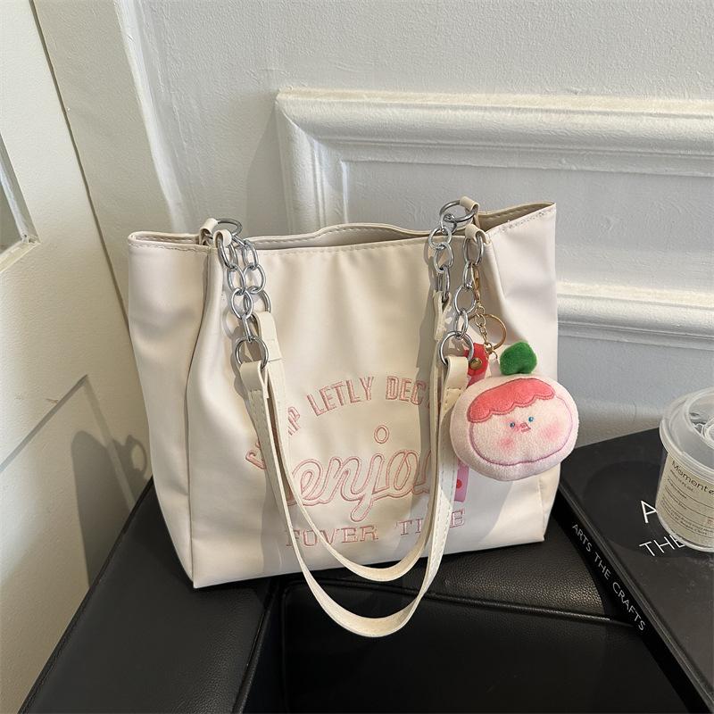 Letter Printing Simple Large-Capacity Tote Bag Pendant Chain Portable Shoulder Underarm Bag Female Tide