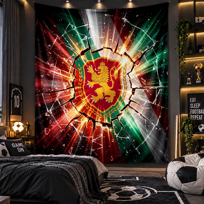 Wall Hanging Tapestry Hungary Football Print Cloth for Living Room Bedroom Home Decor