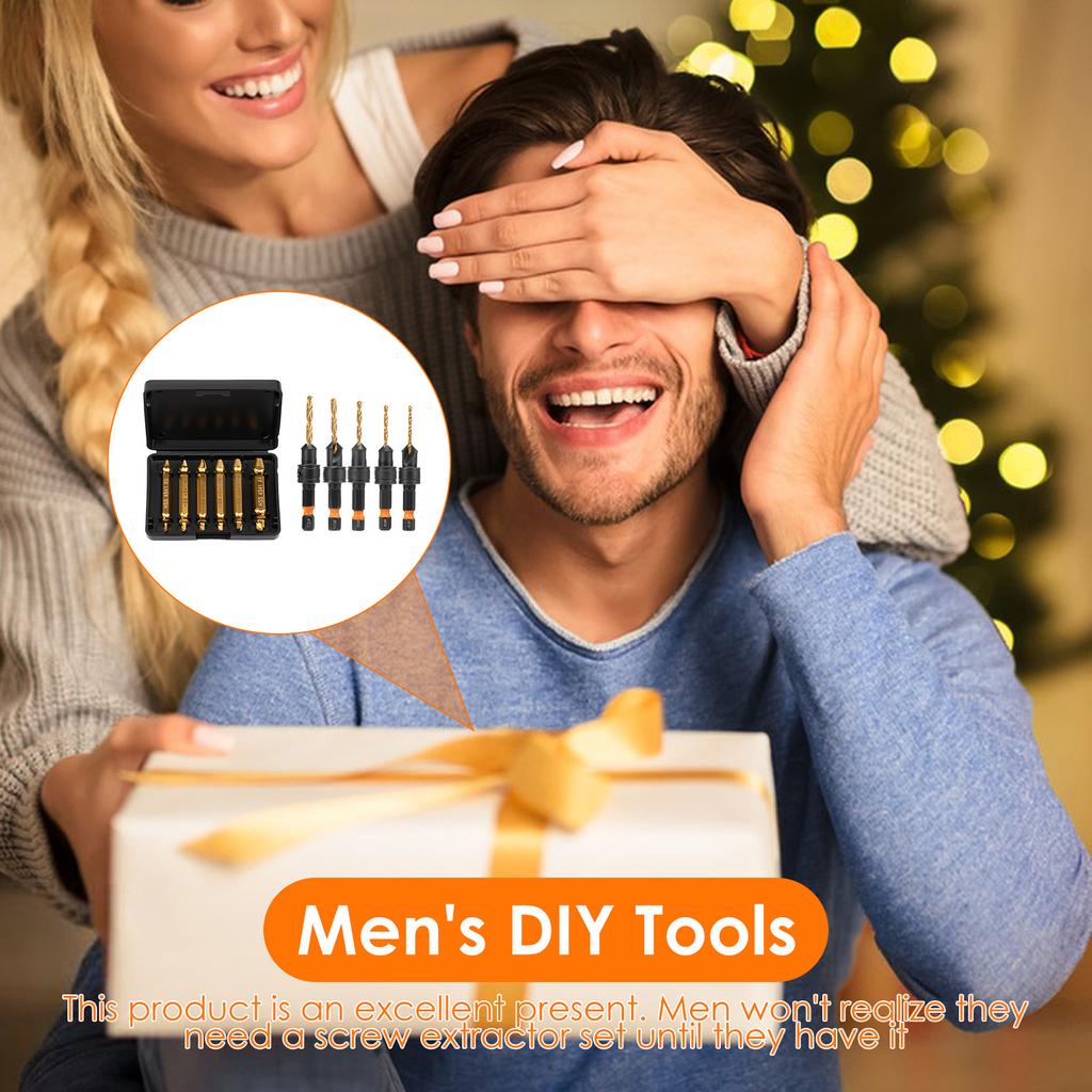 Woodworking Countersink Drill Bit Set Adjustable Depth 1/4 Inch Hex Shank Double Ended Screw Extractor or Broken Damaged Rusted