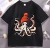 Funny Octopus Wearing Beanie Retro Print T-shirts Men Women's High Quality Fashion Clothing Short Sleeve 100% Cotton Unisex Tees
