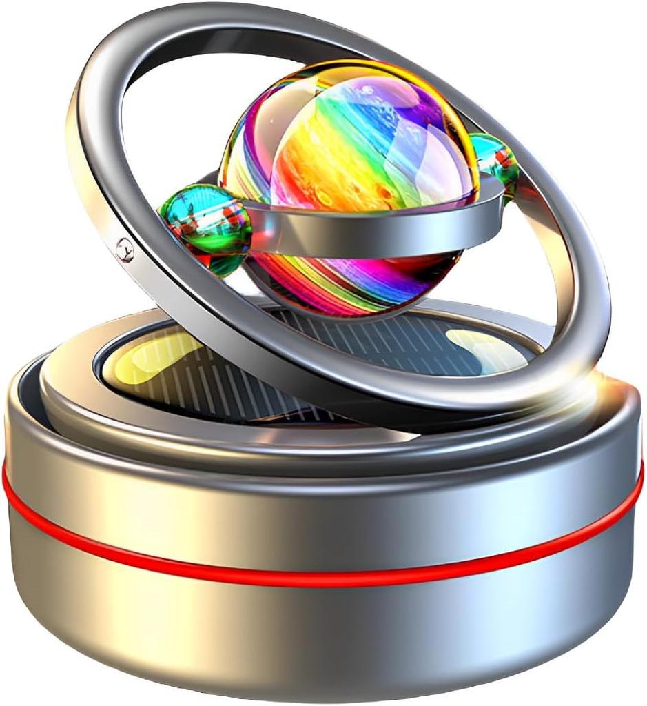 Solar Car Air Freshener Dashboard Fragrance Automatic Rotation Galactic Planets Essential Oil Diffuser Auto Ornaments