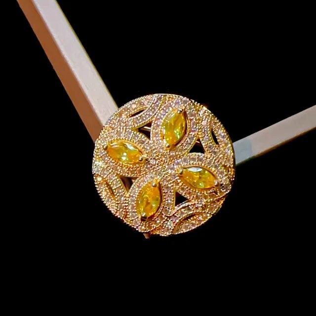 Fashion Classic Geometric Pin Flower Brooch Emerald Bow Water Drop Micro-inlay Zircon Corsage Female Personality Accessories