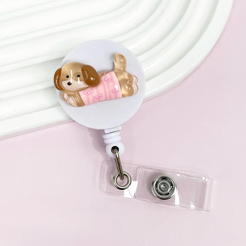 Cute Animal Retractable Badge Holder for Healthcare Workers60cm Extendable ID Card Reel with Secure Clip Puppy Design for Nurses