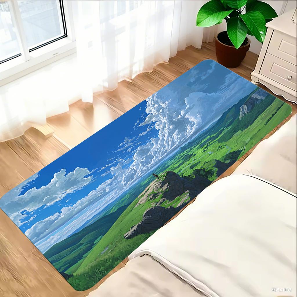 Greece S-Santorini Sunny Green Tree Beach Mat Entrance Non-slip Kitchen Carpet Living Room Hallway Rugs Bathroom Bath Door Mats