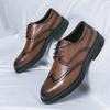 New Handcrafted Genuine Leather Block Leather Shoes Mens Oxford Shoes Leather Brogue Dress Shoes Classic Business Formal Shoes