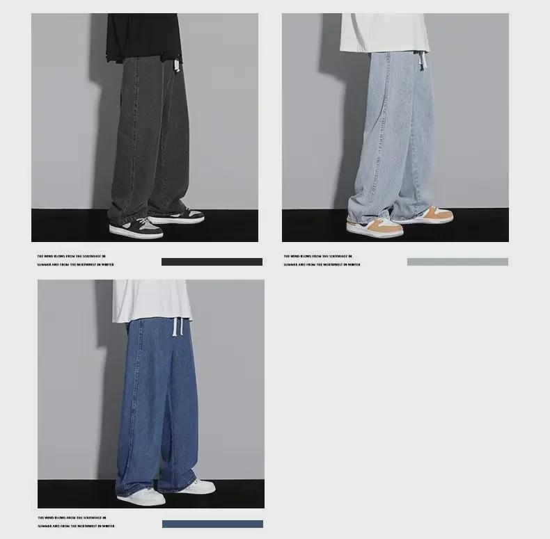 Мужские свободные прямые джинсы с широкими штанинами весна/осень — модные универсальные повседневные длинные брюки для подростков