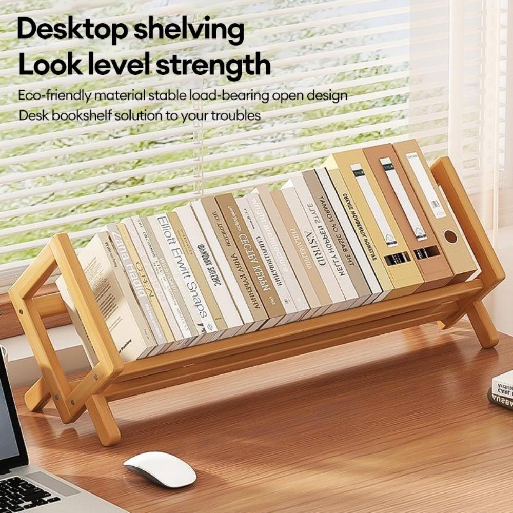 New Retro Wooden Desktop Bookshelf Stable Space-saving Tilting Book Shelf Multi-Purpose Desk Bookshelf Office
