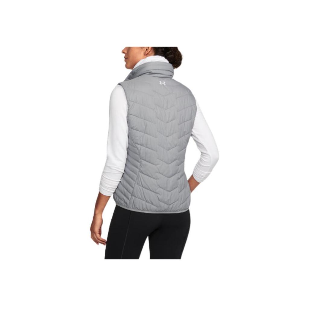 Under Armour Solid Color Logo Print Stand Collar Vest Women Vests Gray 1303114-025