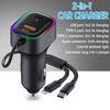 A One Meter Long 2-in-1 Car Charger Can Charge Four Devices Simultaneously and Switch Between Seven Color Ambient Lighting Color