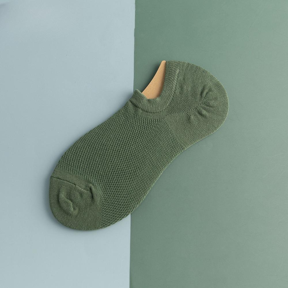 Мужские весенне-летние тонкие однотонные спортивные дышащие сетчатые носки-следки, которые не сползают