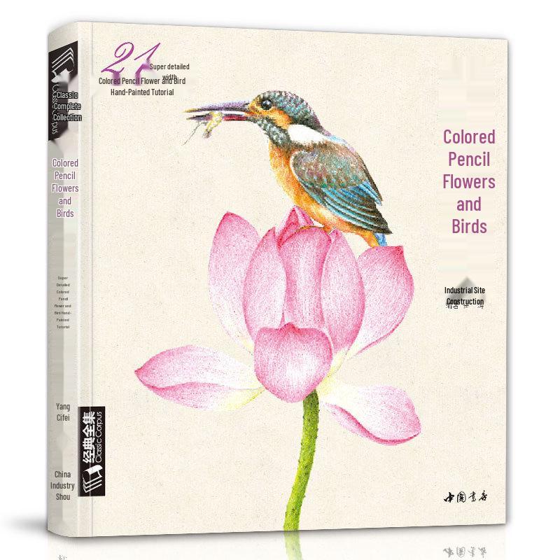 Классический набор цветных карандашей: 6 книг - Птицы, Цветы, Фигуры, Суккуленты, Пейзажи, Животные для начинающих