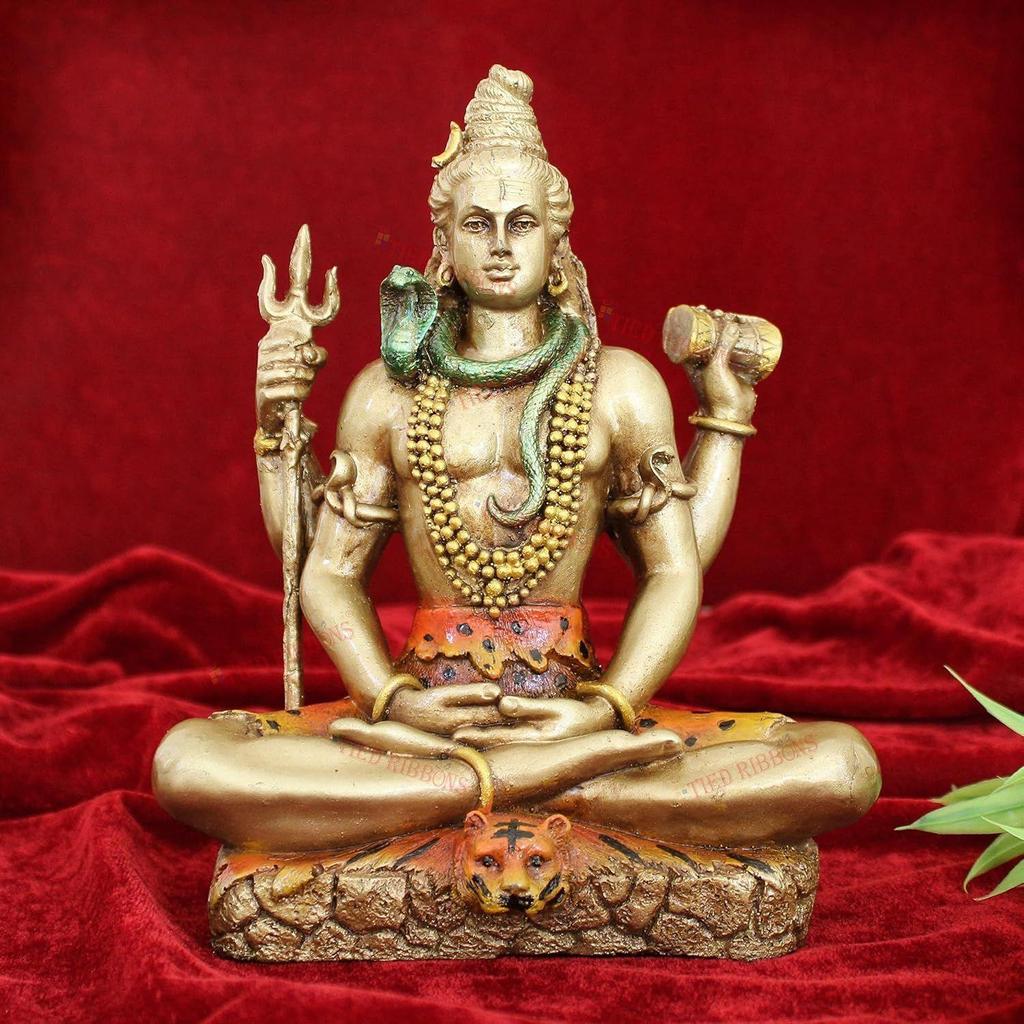 Смола Статуя Господа Шивы Благословляющая Идол Скульптура Мурти Экспонат (20 см X 17 см) - Предметы декора для домашнего декора гостиной мандира