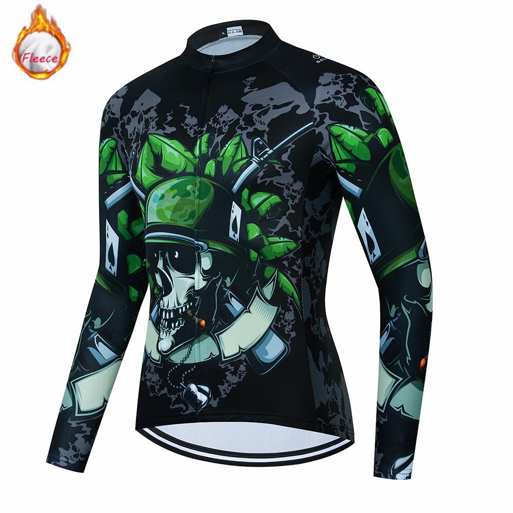 Skull Men Team Bicycle Clothing Fleece Road Bike Shirt Bike Clothing MTB Maillot Ciclismo Culotte Winter Warm Cycling Clothing Set