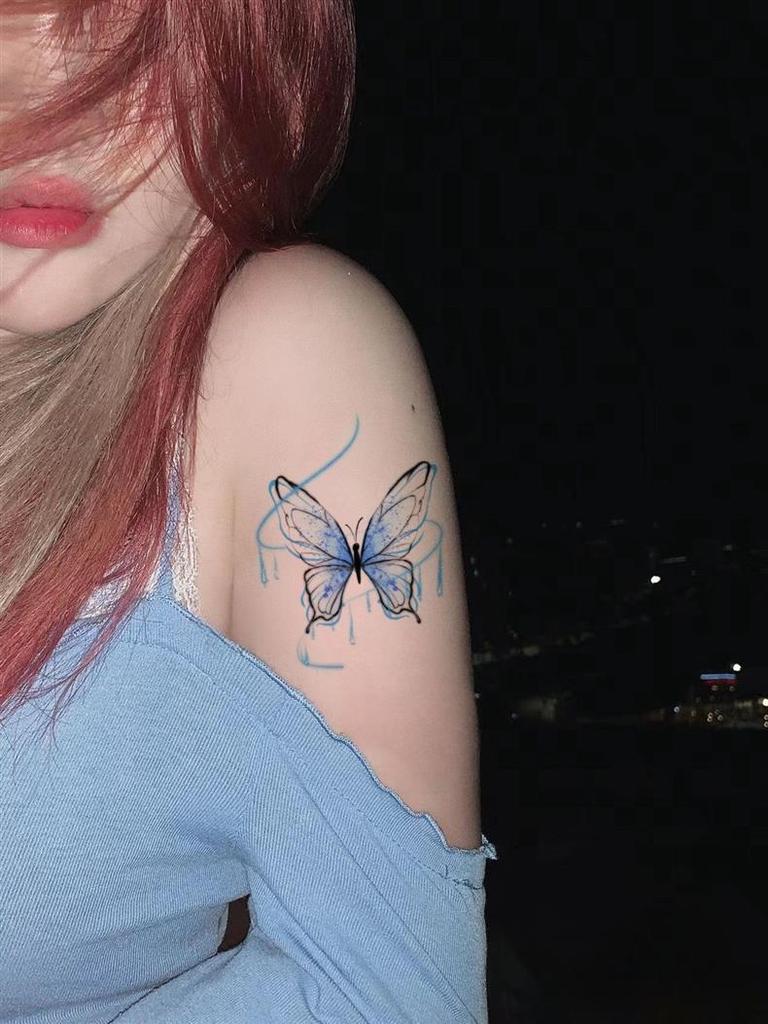 Butterfly Colorful Tattoo sticker For Kids Womens Body Collarbone Arm Art Temporary Tattoo Waterproof Butterfly Sexy Sticker