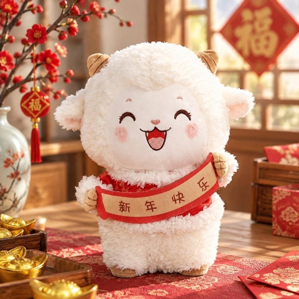 Home Decor Sheep Plush Toy Stuffed Mascot Lamb Statue 2027 Sheep Year Ornaments Chinese New Year