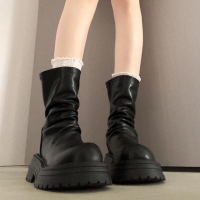 Популярные коричневые британские ботинки на платформе Мартин женские 2025 новые летние с увеличением роста универсальные ботильоны Майяр