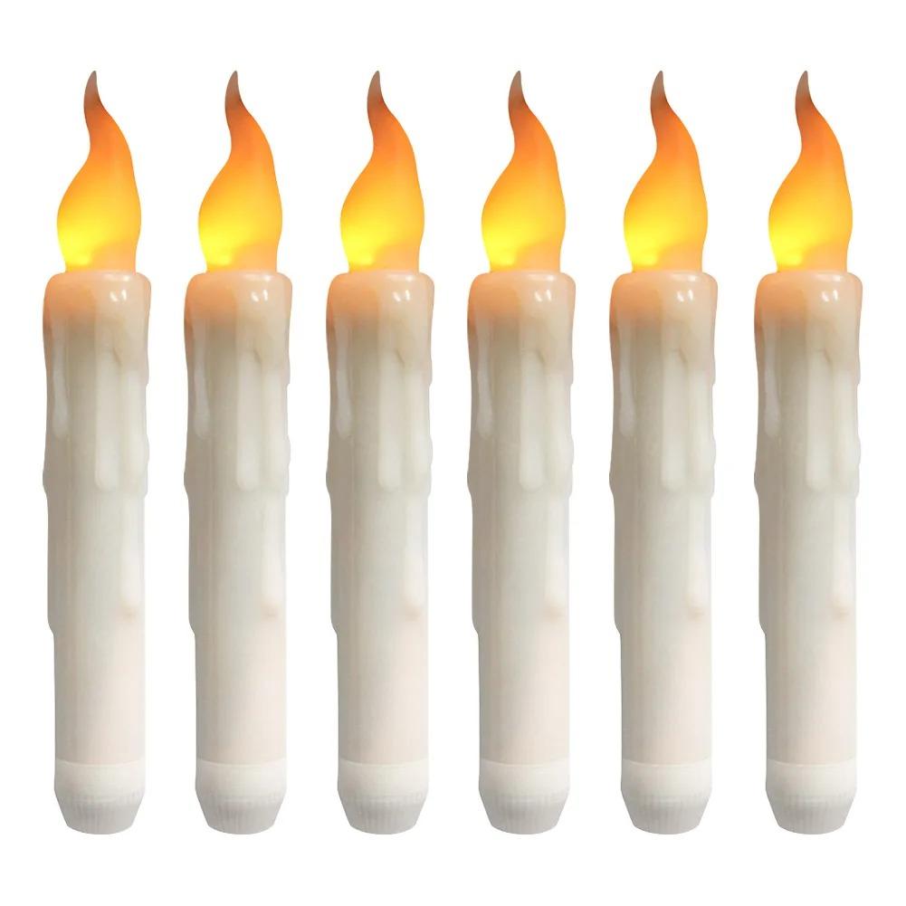 Flameless Flickering Taper Candles With/without Remote Control Timer Dimmer Battery Operated Candlesticks for Christmas Wedding