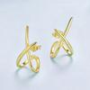 WOSTU Simple Geometric Wedding Earrings 925 Sterling Silver 18K Gold X Style Stud Earring Studs Lady Metal Fashion Jewelry Gift