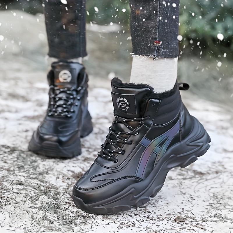 Модные теплые меховые зимние ботинки с плюшевой подкладкой, амортизирующие, износостойкие, нескользящие, зимние кроссовки для активного отдыха