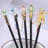 Elegant Disk Hair Hanfu Women Tassel Hair Sticks Hair Accessories Wooden Hair Fork Flower Hairpins