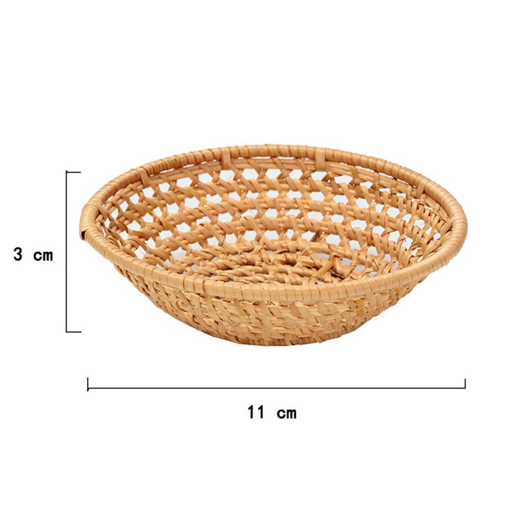 Natural Rattan Storage Kitchen Fruit Basket Handmade Woven Tray Breakfast Bread Baking Organizer Basket For Snack Candy Storage