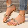2024 Summer Women's Slippers Gold Chain Sandals Open Toe Flat Sandals Outdoor Beach Slides 2024 Flip Flops Plus Size Zapatillas