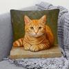 Веселая наволочка с кошачьей тематикой, двусторонняя печать, короткий плюш, подходит для гостиных, спален, диванов, декоративная подушка
