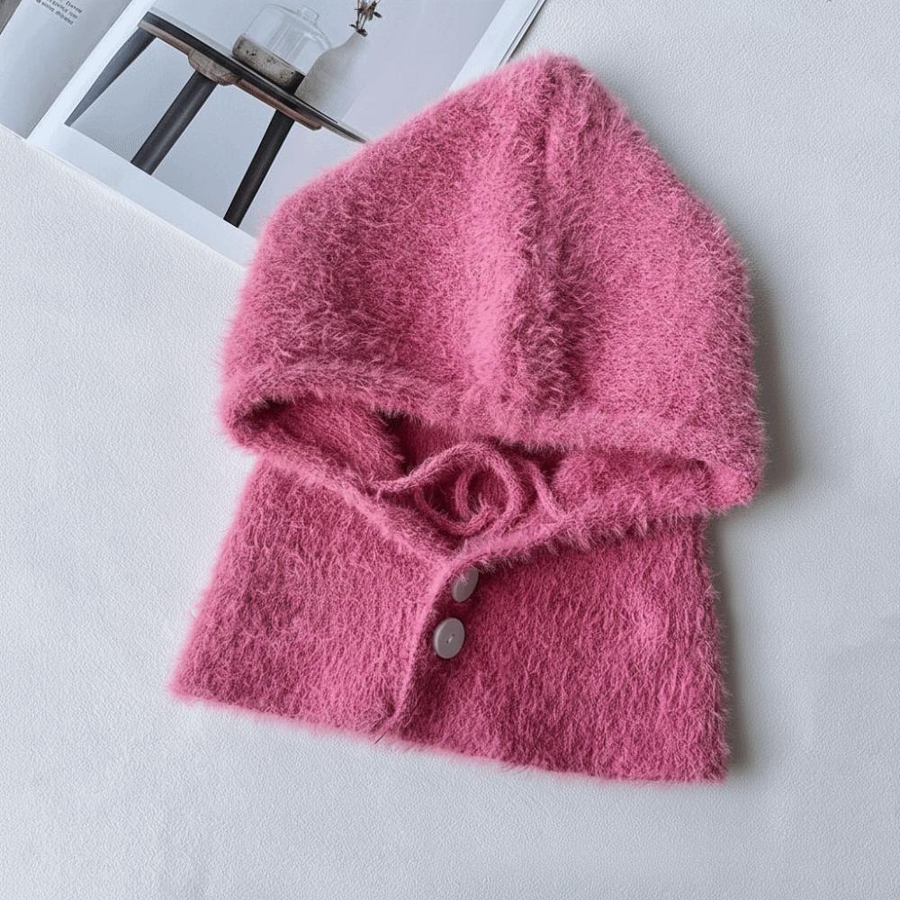 Hat and Scarf Integrated Women Balaclava Plush Windproof Cap Knitted Beanies Outdoor