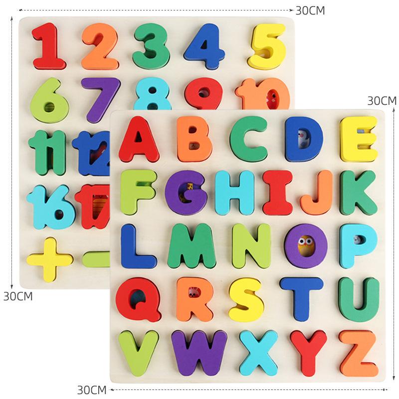 Деревянная игрушка Английский прописной и строчный алфавитно-цифровой пазл на сопоставление форм