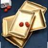 Rectangular Thicken Tray Stainless Steel Golden Food Steaming Plates Kitchen Vegetables Storage Drain Dish Baking Cake Bread Pan