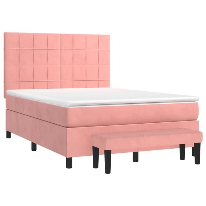 3137850 vidaXL Divan Bed with Mattress Pink 140x200 Cm Velvet