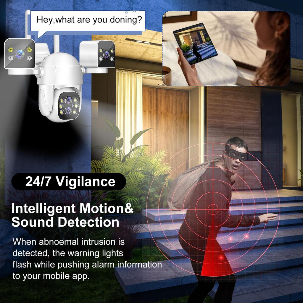 AIOOK Домашняя наружная камера безопасности HD 16MP 10X ZOOM WiFi Водонепроницаемая камера ночного видения IP CCTV Двусторонняя аудиосвязь Интерком Видеорегистратор PTZ Обнаружение движения