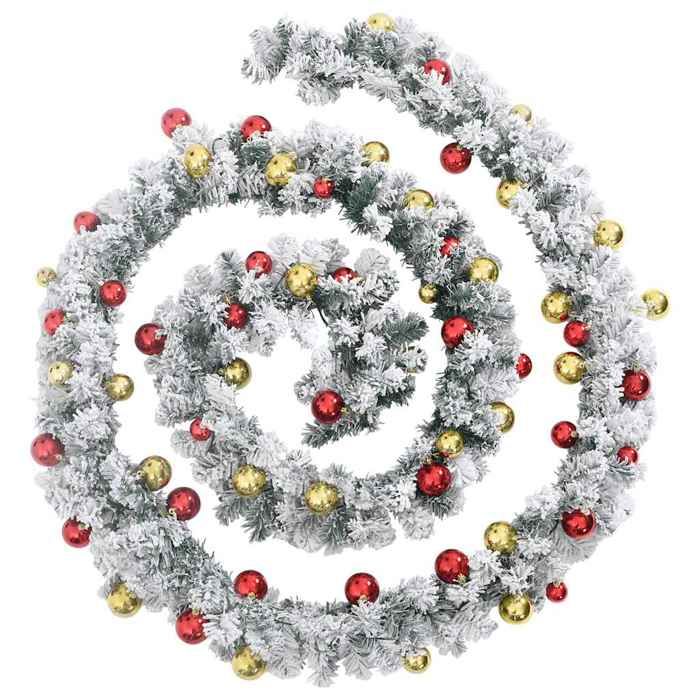 VidaXL Guirlande de Noël avec boules et lumières LED vert 10 m PVC, décoration de Noël, décor de Noël suspendu 4019673