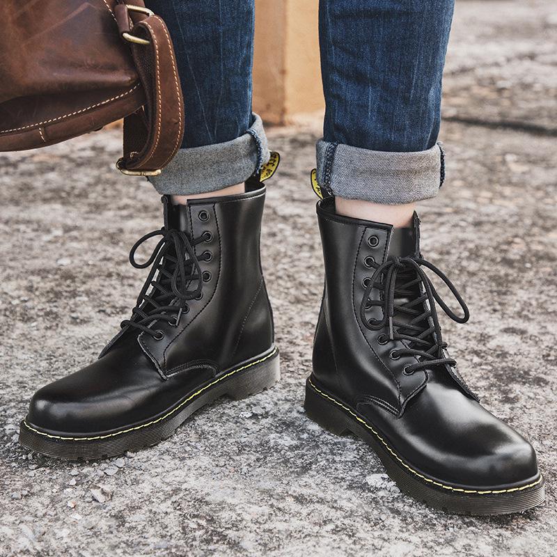 Men's High-Top Martin Boots - British & Korean Style Winter Leather Work Shoes, Versatile Trendy Casual Footwear with Velvet, Autumn Collection