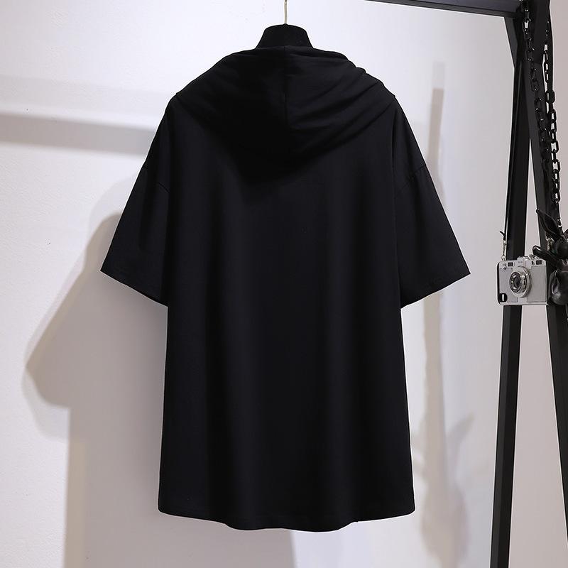 Рубашка большого размера для мамы, свободная футболка с капюшоном, женская повседневная футболка с надписью, топ, женская одежда больших размеров