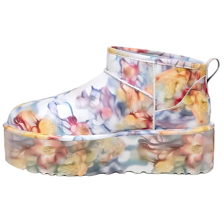 UGG Классические ультрамини-ботинки на платформе Collina Strada светло-голубые цветочные унисекс-кеды 1170171-LLF