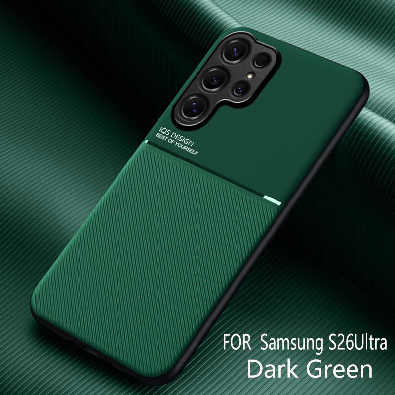 Для Samsung Galaxy S26 Ultra S26 Ударопрочный чехол Магнитный держатель для автомобиля Кожаный силиконовый чехол Samsung Galaxy S26 Plus Fundas Para