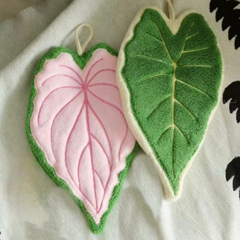 Ручное полотенце с рисунком листа растения, Подвесной тип, Для кухни и ванной, Портативное полотенце-тряпка, Впитывающее воду, Для уборки, Тканевые платки-полотенца с растением